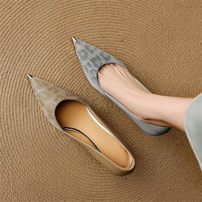 Elara Genuine Leather Leopard Heels