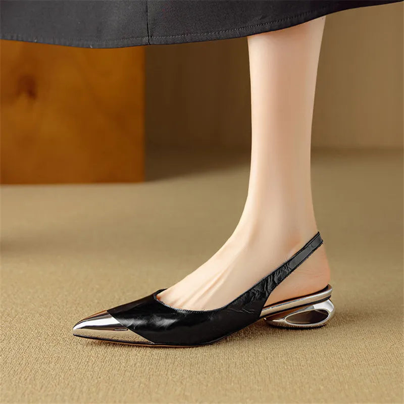 Elara Chrome Genuine Leather Heels