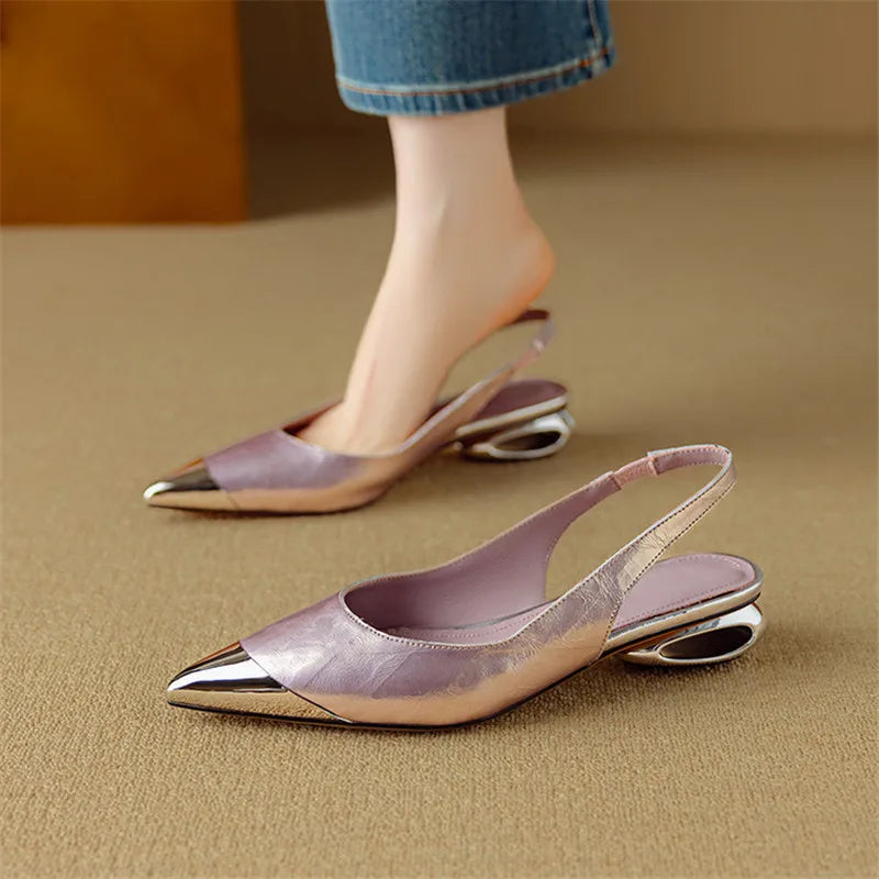 Elara Chrome Genuine Leather Heels