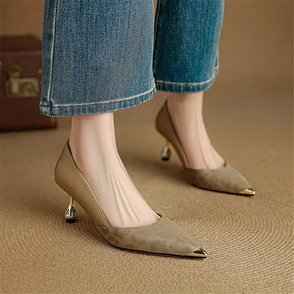 Elara Genuine Leather Leopard Heels