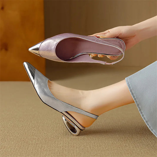 Elara Chrome Genuine Leather Heels