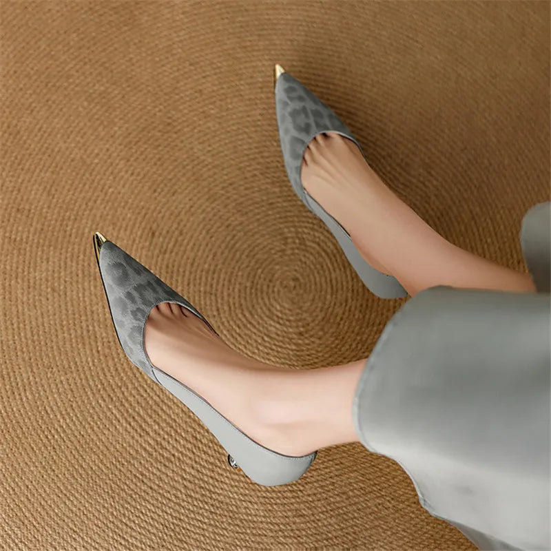 Elara Genuine Leather Leopard Heels